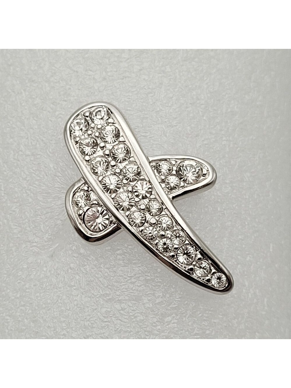 Swarovski Swan Abstract X-Shaped Brooch Silver Tone Crystal Pin 1.5”